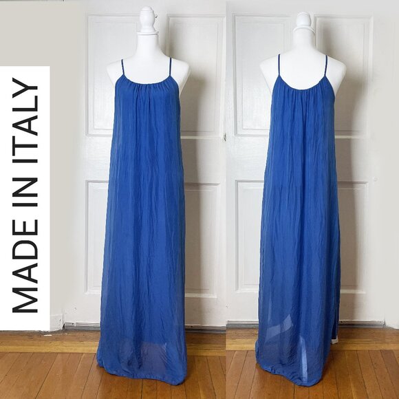Made In Italy Dresses & Skirts - Made In Italy Vibrant Blue 100% Silk Maxi Dress | Moda Rose Style | EUC